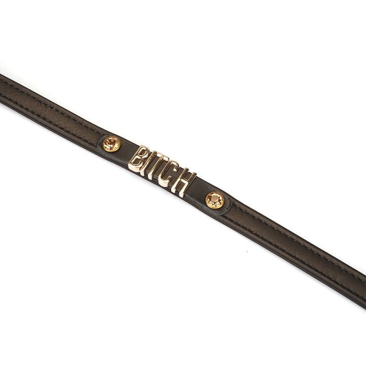 Liebe Seele - Choker en cuir italien noir avec lettres BITCH