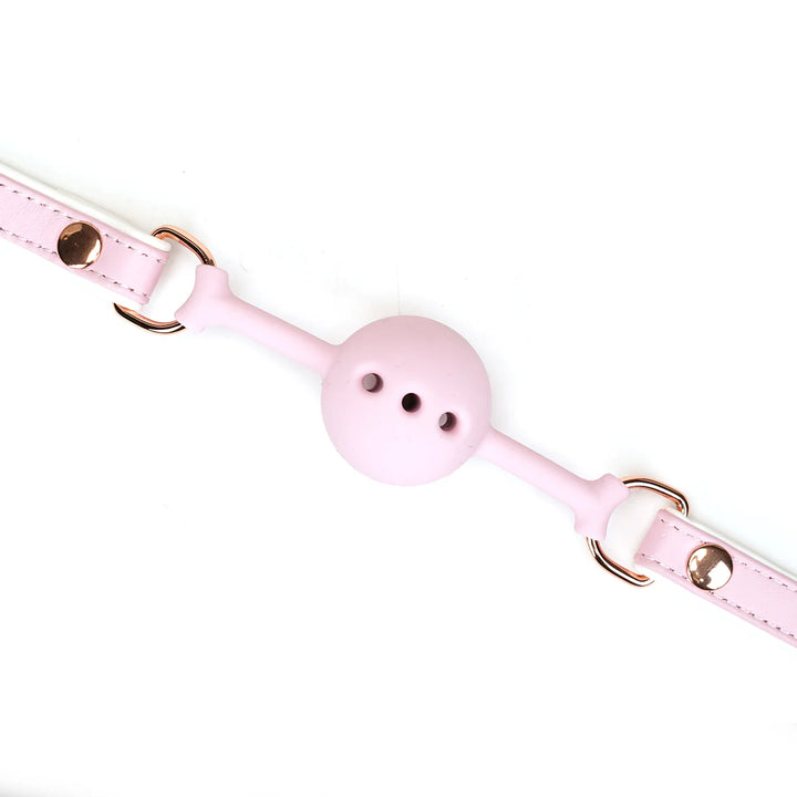 Liebe Seele - Baillon boule en silicone&nbsp; avec sangle en cuir blanc et rose