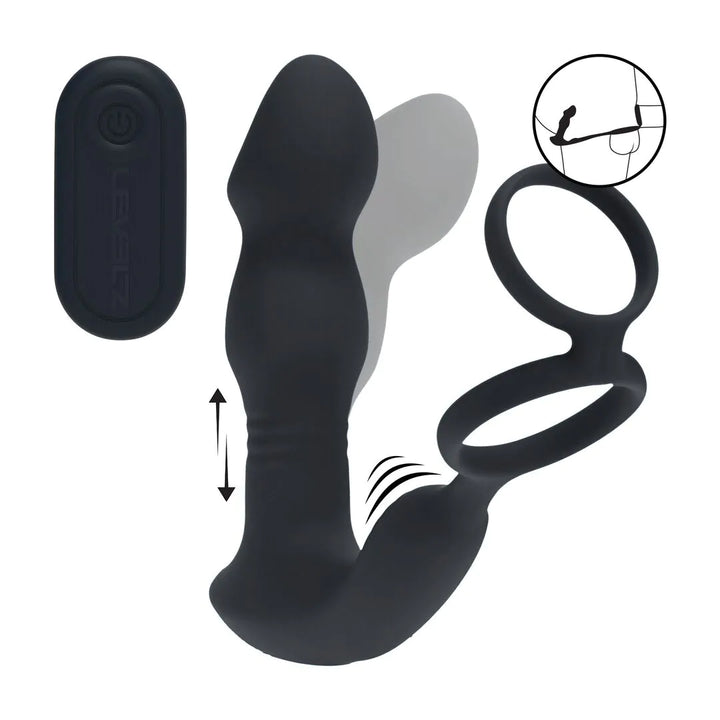 Stimulateur de prostate vibrant, va-et-vient avec cockring et télécommande