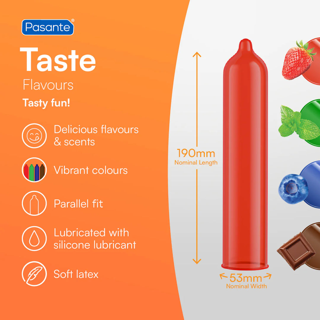 Pasante Taste – Préservatifs aromatisés boîte de 3 ou 12 Pasante Lovely Sins