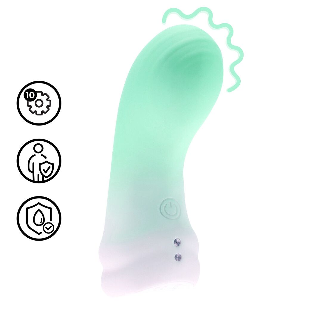 Mini vibromasseur Smooth Finger Vibrator Loveline vert menthe et blanc