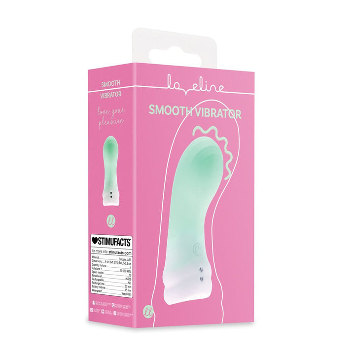 Boîte du mini vibromasseur Smooth Vibrator Loveline avec ses spécifications