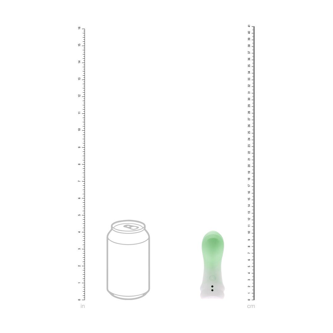 Taille du mini vibromasseur Loveline Smooth Finger comparée à une canette